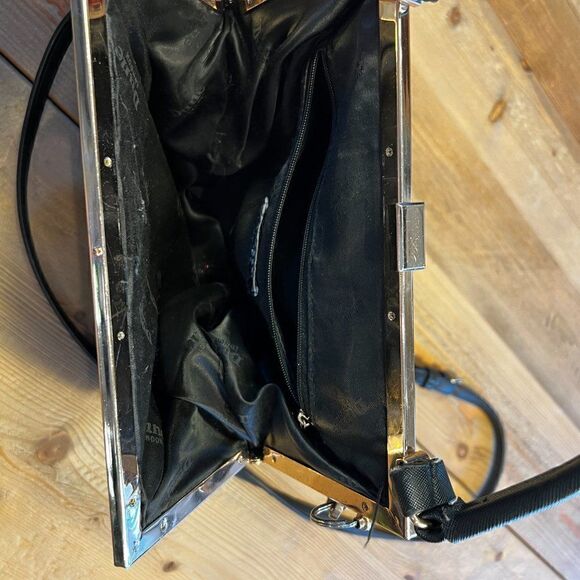 Dune London Black Faux Reptile Shoulder Bag with Gold Accents - Picture 8 of 16